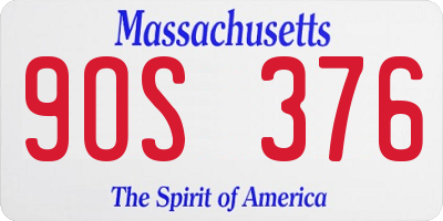 MA license plate 9OS376