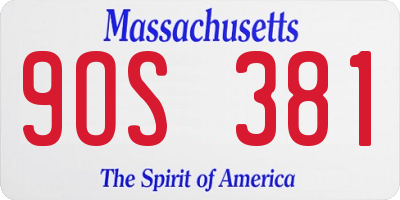 MA license plate 9OS381