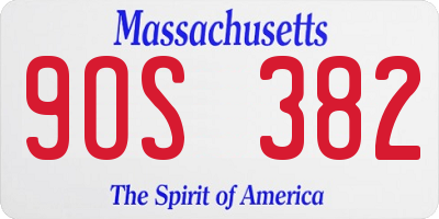 MA license plate 9OS382
