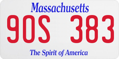 MA license plate 9OS383