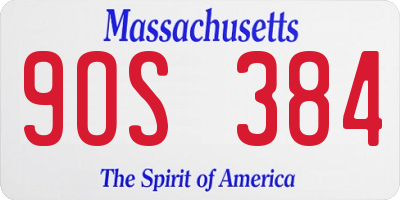 MA license plate 9OS384
