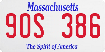 MA license plate 9OS386