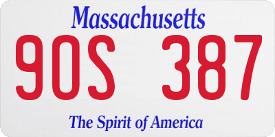 MA license plate 9OS387