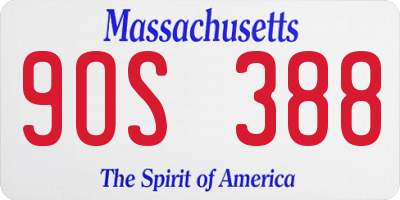 MA license plate 9OS388