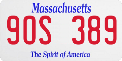 MA license plate 9OS389