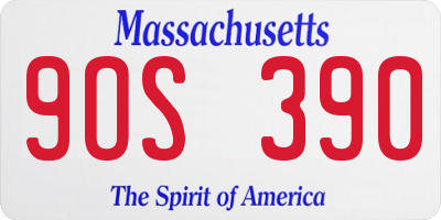 MA license plate 9OS390