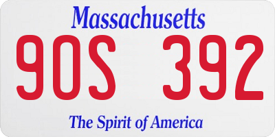MA license plate 9OS392