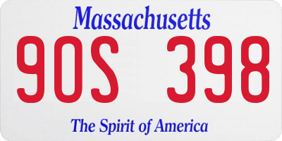 MA license plate 9OS398