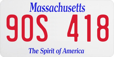 MA license plate 9OS418