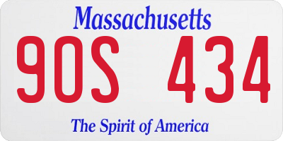 MA license plate 9OS434