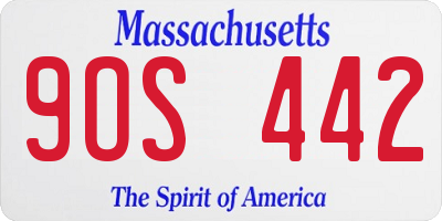 MA license plate 9OS442