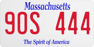 MA license plate 9OS444