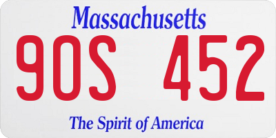 MA license plate 9OS452