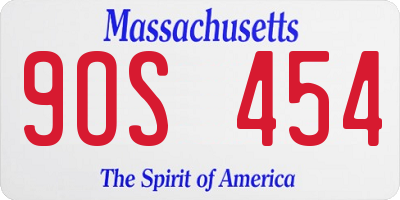 MA license plate 9OS454