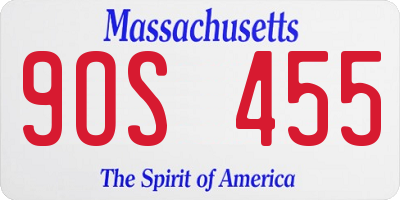 MA license plate 9OS455