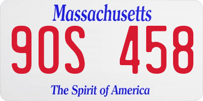 MA license plate 9OS458
