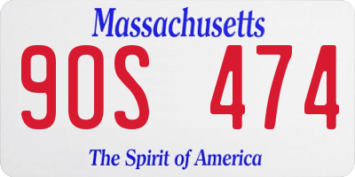 MA license plate 9OS474