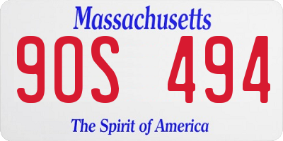 MA license plate 9OS494