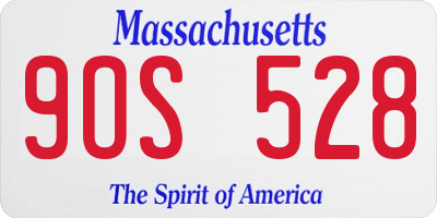 MA license plate 9OS528