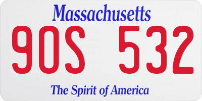 MA license plate 9OS532