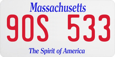 MA license plate 9OS533