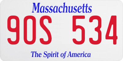 MA license plate 9OS534