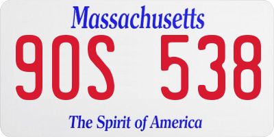 MA license plate 9OS538