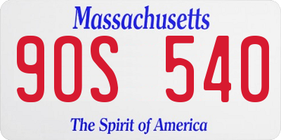 MA license plate 9OS540