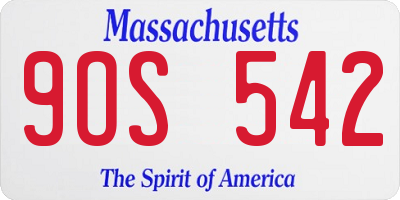 MA license plate 9OS542