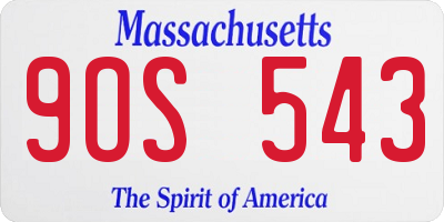 MA license plate 9OS543