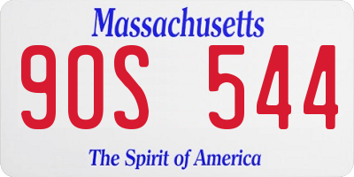 MA license plate 9OS544