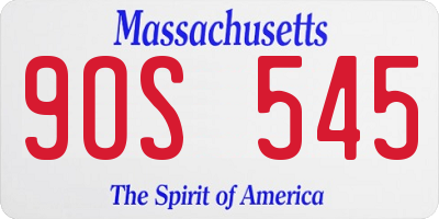 MA license plate 9OS545