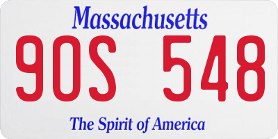 MA license plate 9OS548