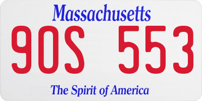 MA license plate 9OS553