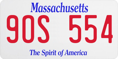 MA license plate 9OS554