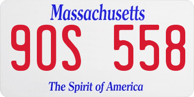 MA license plate 9OS558