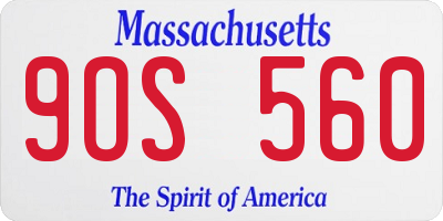 MA license plate 9OS560