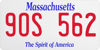 MA license plate 9OS562