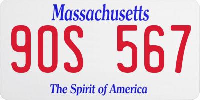 MA license plate 9OS567