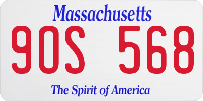 MA license plate 9OS568