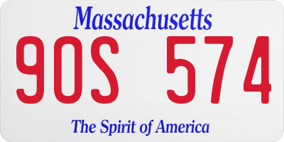 MA license plate 9OS574
