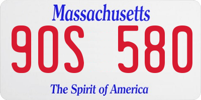 MA license plate 9OS580