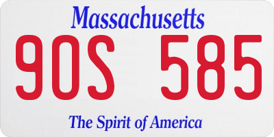 MA license plate 9OS585