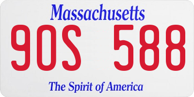 MA license plate 9OS588