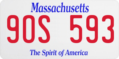 MA license plate 9OS593