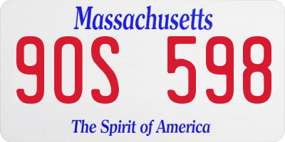 MA license plate 9OS598
