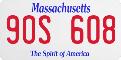 MA license plate 9OS608