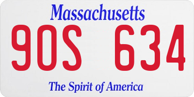 MA license plate 9OS634