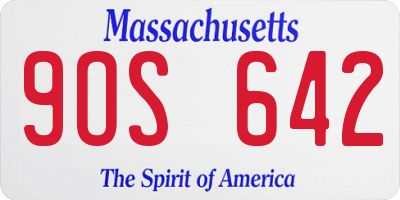 MA license plate 9OS642