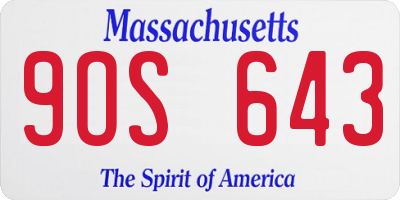 MA license plate 9OS643
